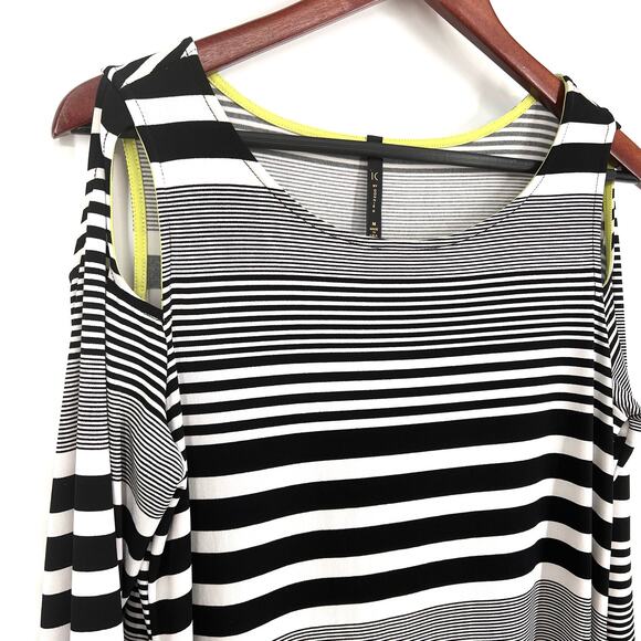 IC by Connie K Sz Medium Stretchy Cold Shoulder Wearable Art to Wear Shirt Top - Picture 3 of 8